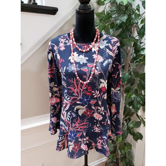 Charter Club Women's Blue Floral Polyester Round Neck Long Sleeve Top Blouse XXL - Picture 12 of 12